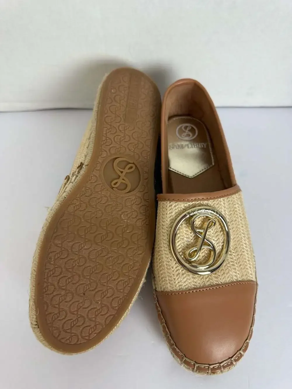 Sam & Libby Women's Celeste 2 Espadrille Flat Shoes Natural & Cuoio Brown
